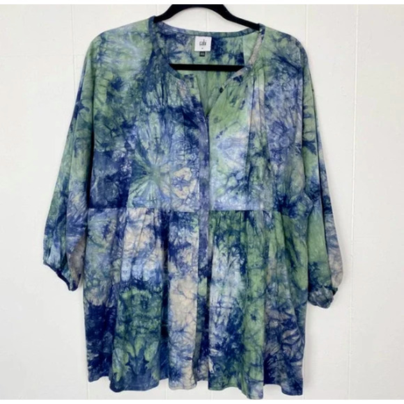 CAbi Woodstock Tie Dye Top Size M #5714 Blue Green‎ Unique NWOT $109 - Picture 5 of 11